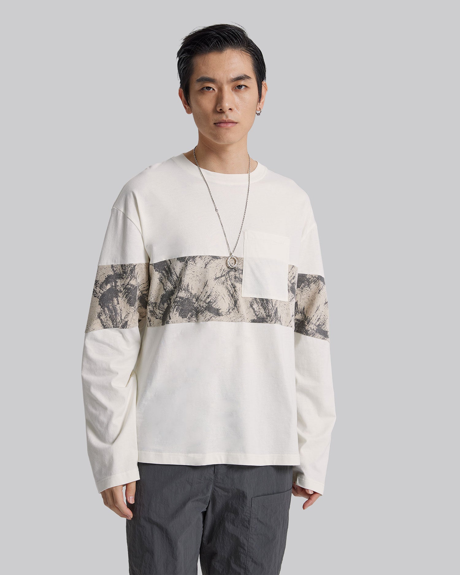 Art Pattern Paneled Long-Sleeve Tee image 1