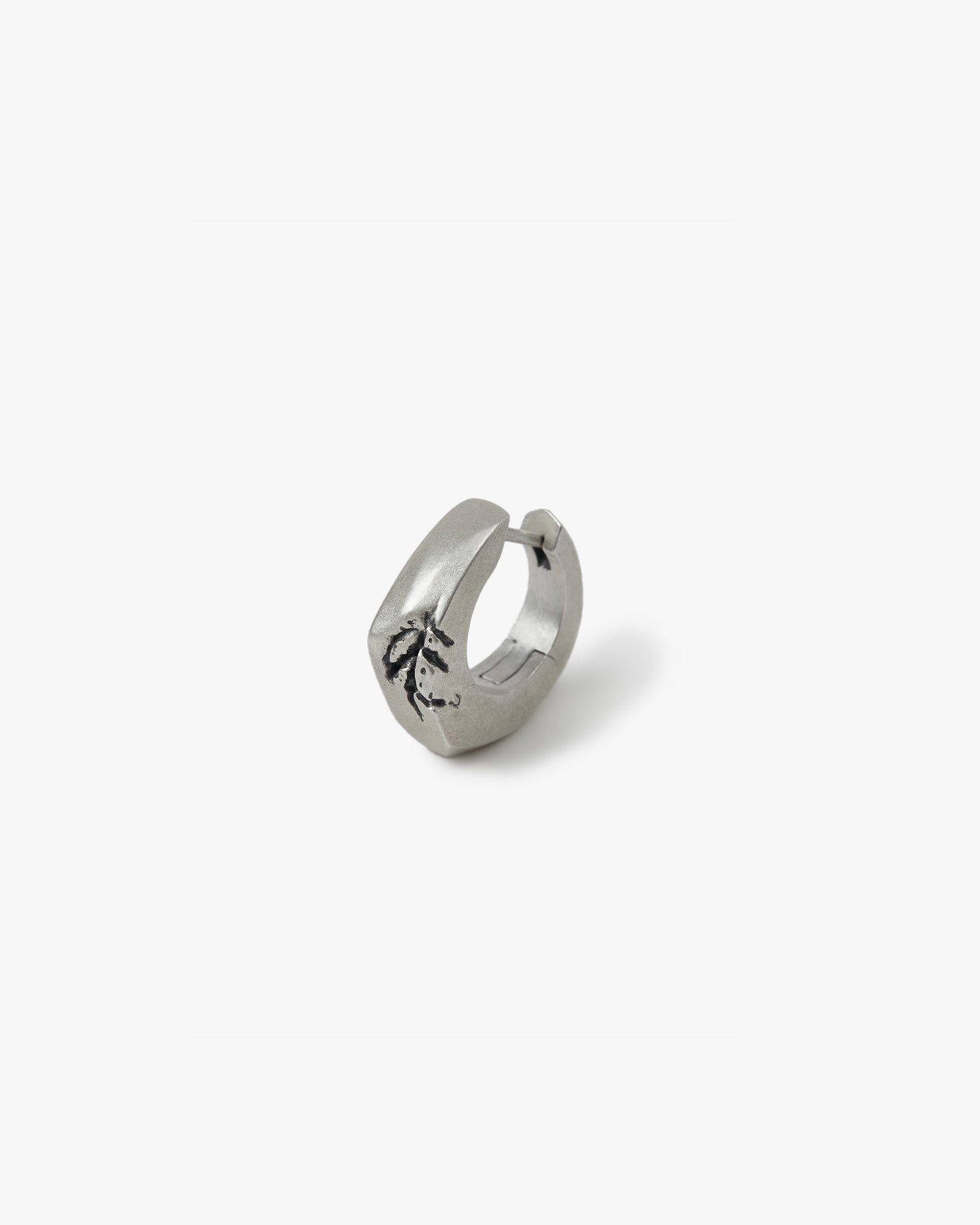 Silver Carved Hoop Earring image 0