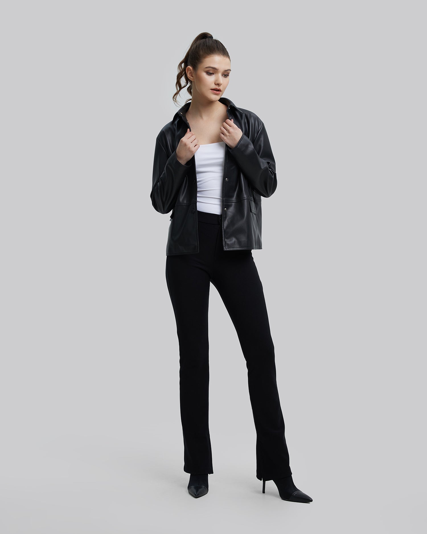 Faux-Leather Classic Jacket - Black, M image