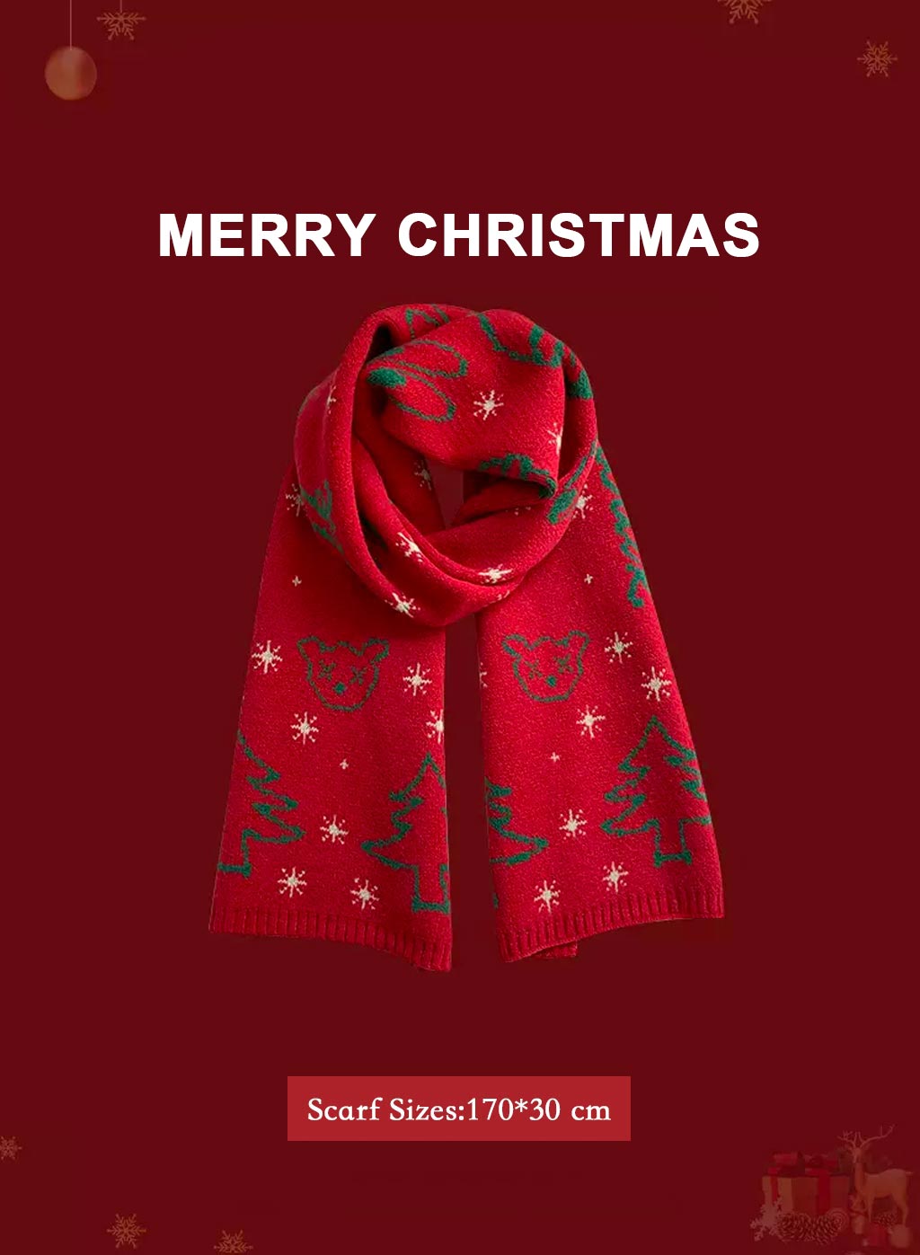 Soft &amp; Warm knitted Christmas scarf - Raspberry Pink, OS image