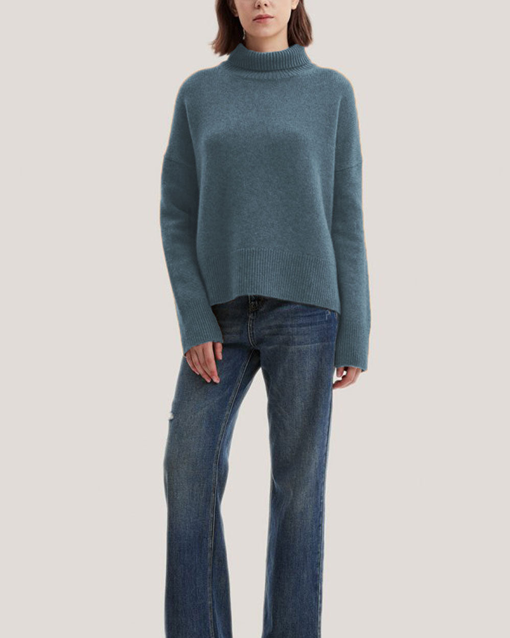 Turtleneck Wool-Yak Blend Sweater - Pastel Blue, XXS image