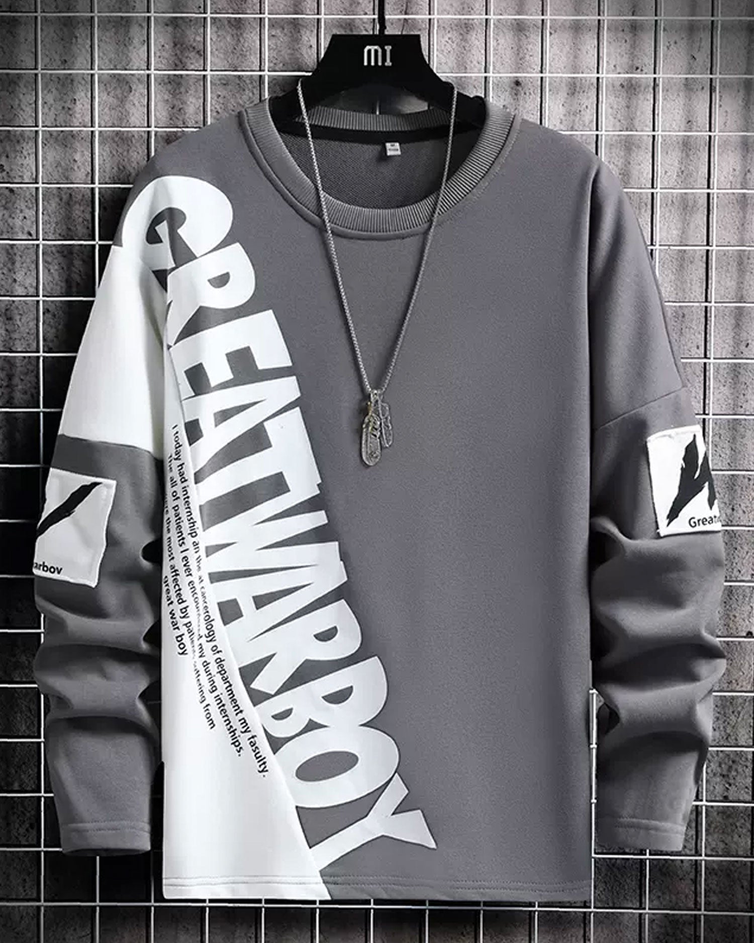 Misplaced Hem Crewneck Sweatshirt - Gray, XXXL image