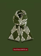 Winter Retro Warm Christmas Plaid Scarf - Moss Green, OS image