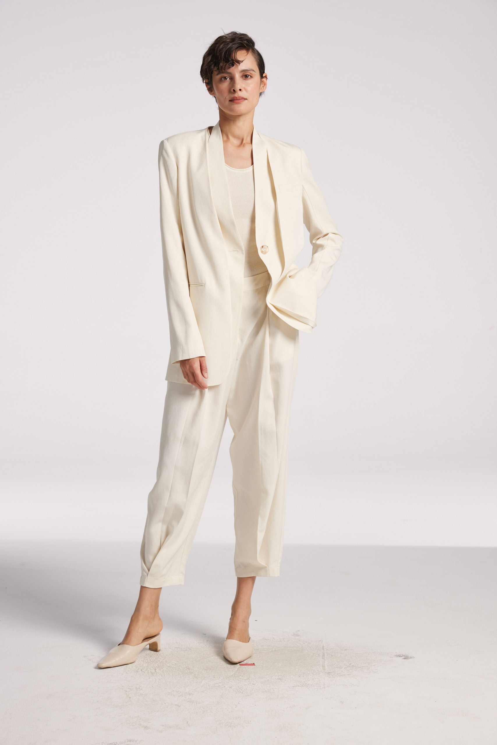 Linen Layered Blazer - Natural White, L image
