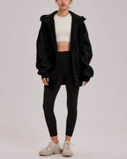Hooded Terry Contrast Jacket - Black, XS image