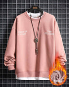 Fake Two-Piece Crew Sweatshirt - LightPink, XXXL image