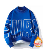 Fake Two-Piece Cotton Sweatshirt - Blue, 4XL image