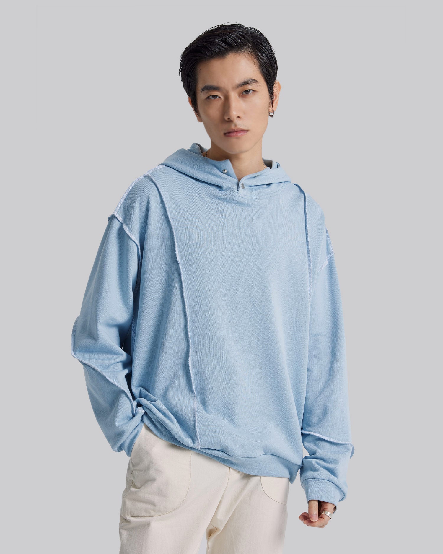 Hoodie with Decorative Lines image 1