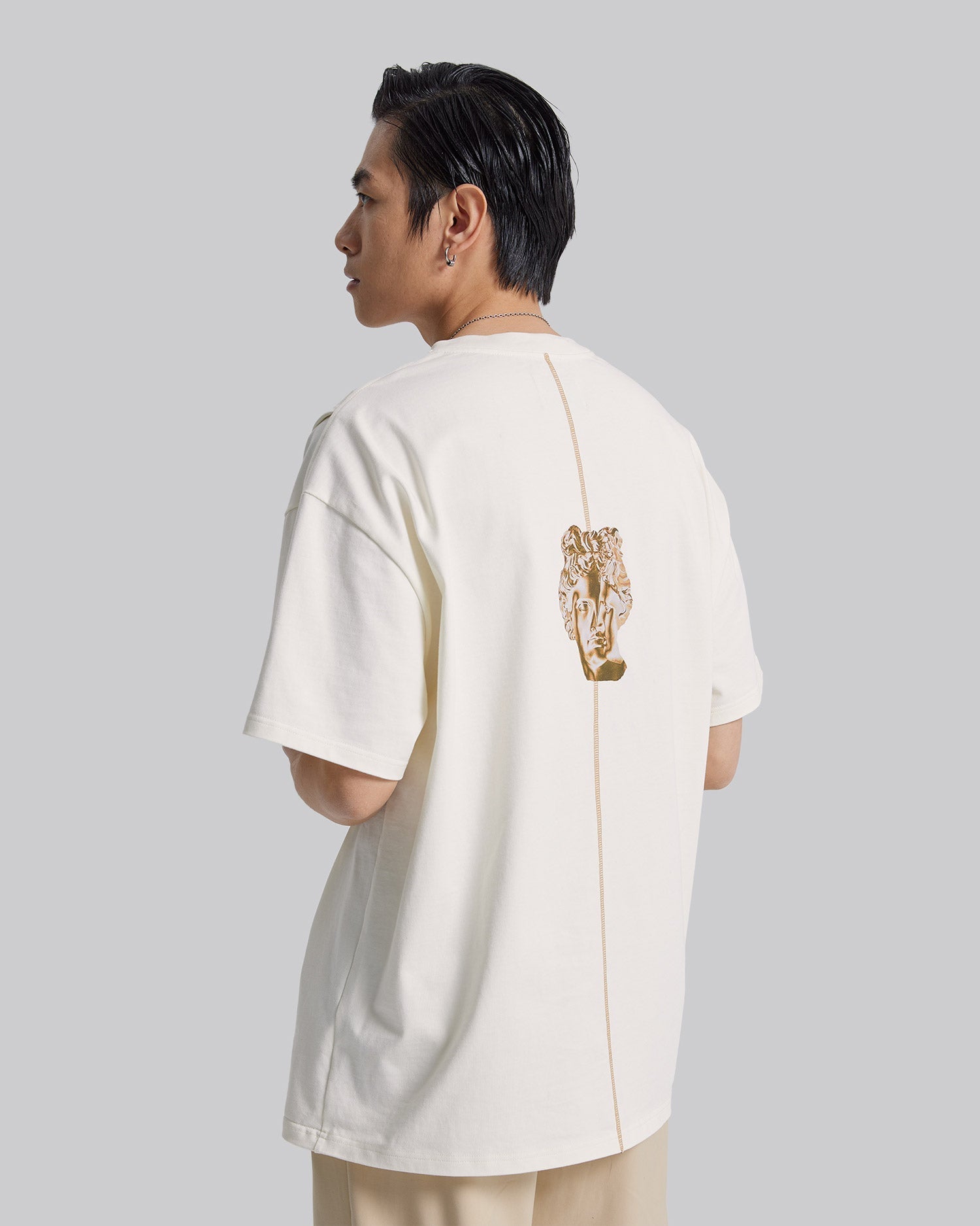 Paneled Long T-Shirt With Graphics image 1