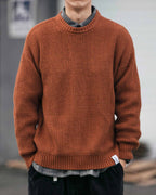 Waffle Crewneck Knit Jumper - Deep Orange, L image