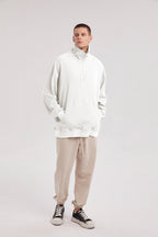 Half-Zip Front Pocket Pullover - White, L image