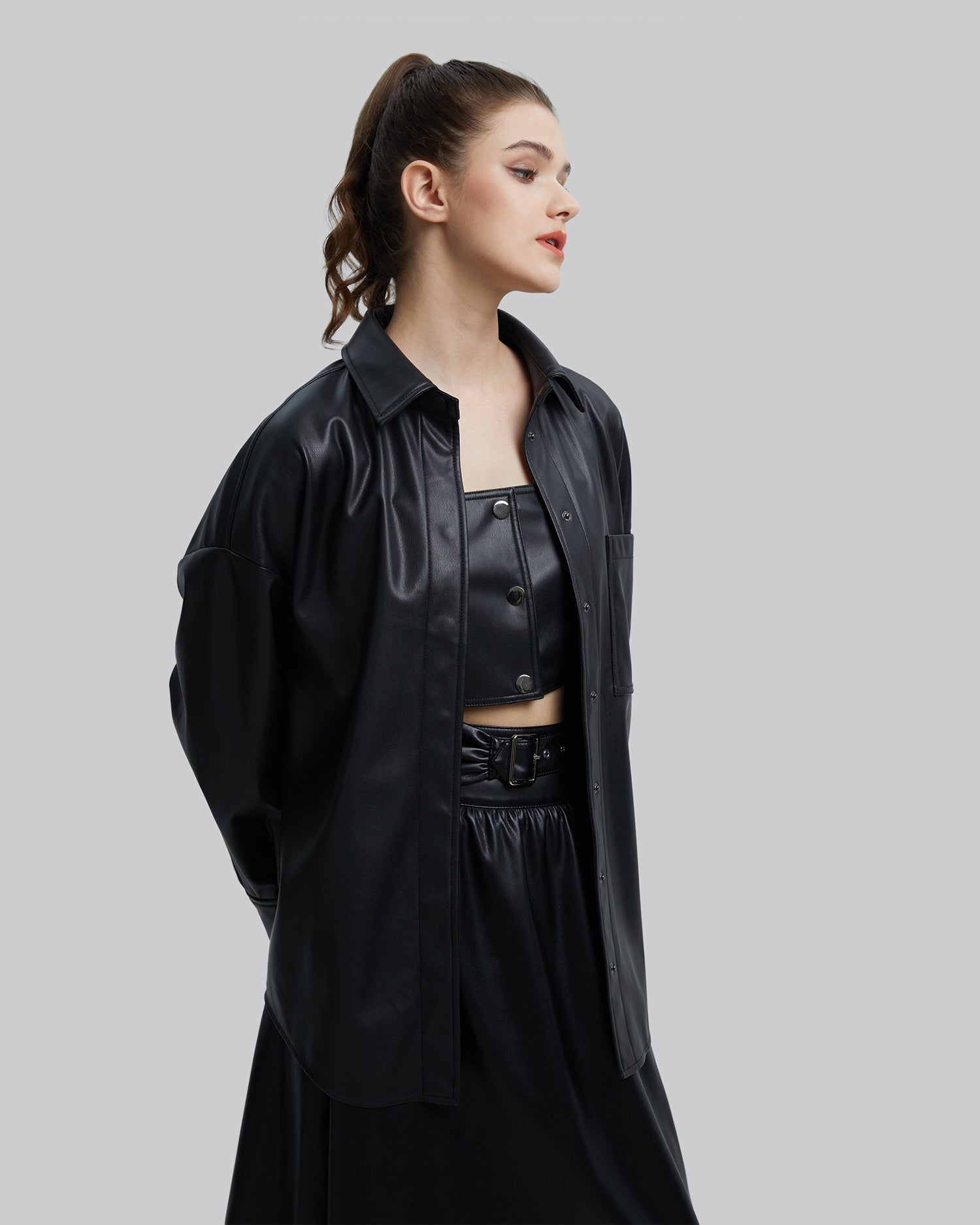 Faux-Leather Pocket Jacket image 1