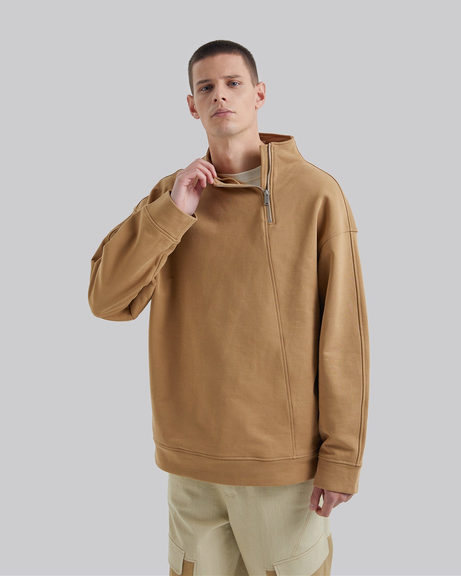 Diagonal Zipper Sweatshirt image 1