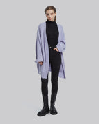 Oversized Rib-Knit Cashmere Cardigan - periwinkle, XL image