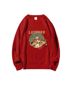 Tiger Print Crewneck Sweatshirt - Fire Brick, XL image