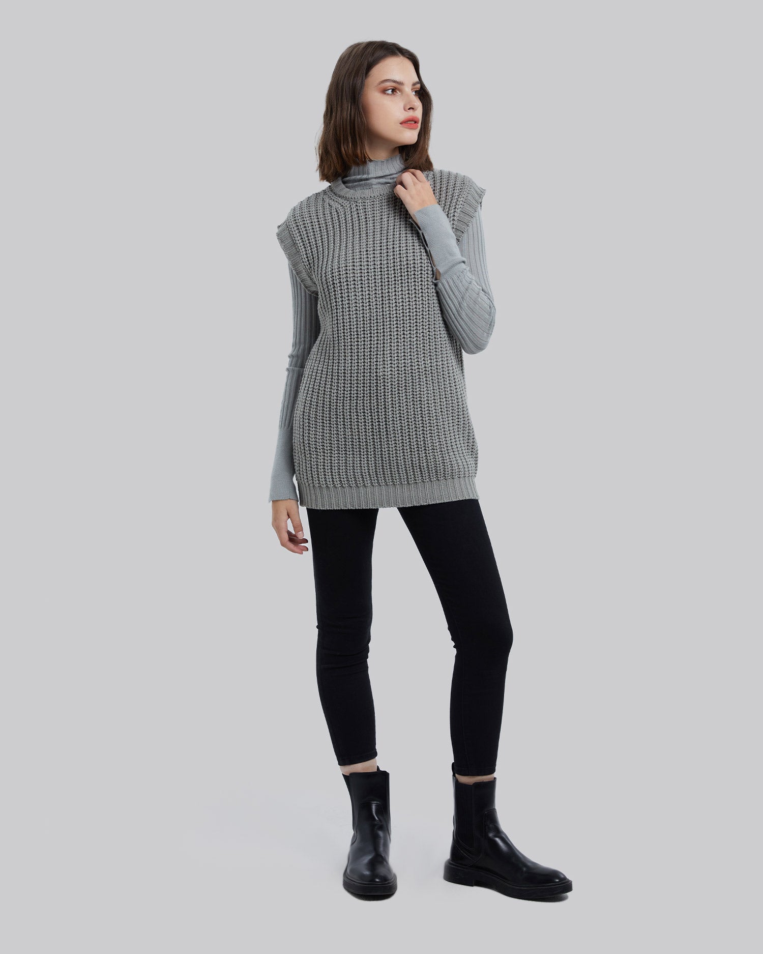 Simplistic Sweater Vest - Grey, M image
