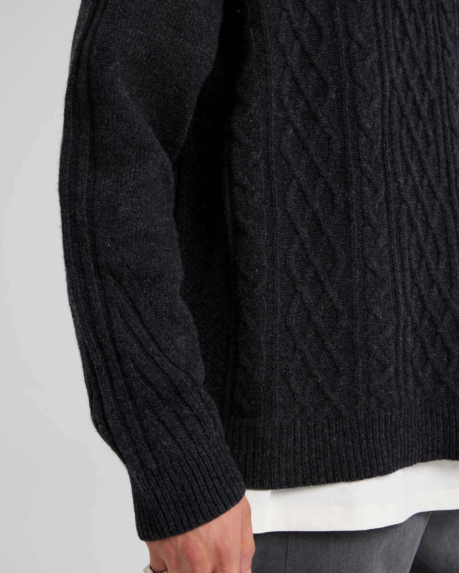 Wool-Cashmere Woven Detail Sweater image 4