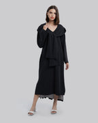 Lounge Dress With Hooded Scarf - Black, L image