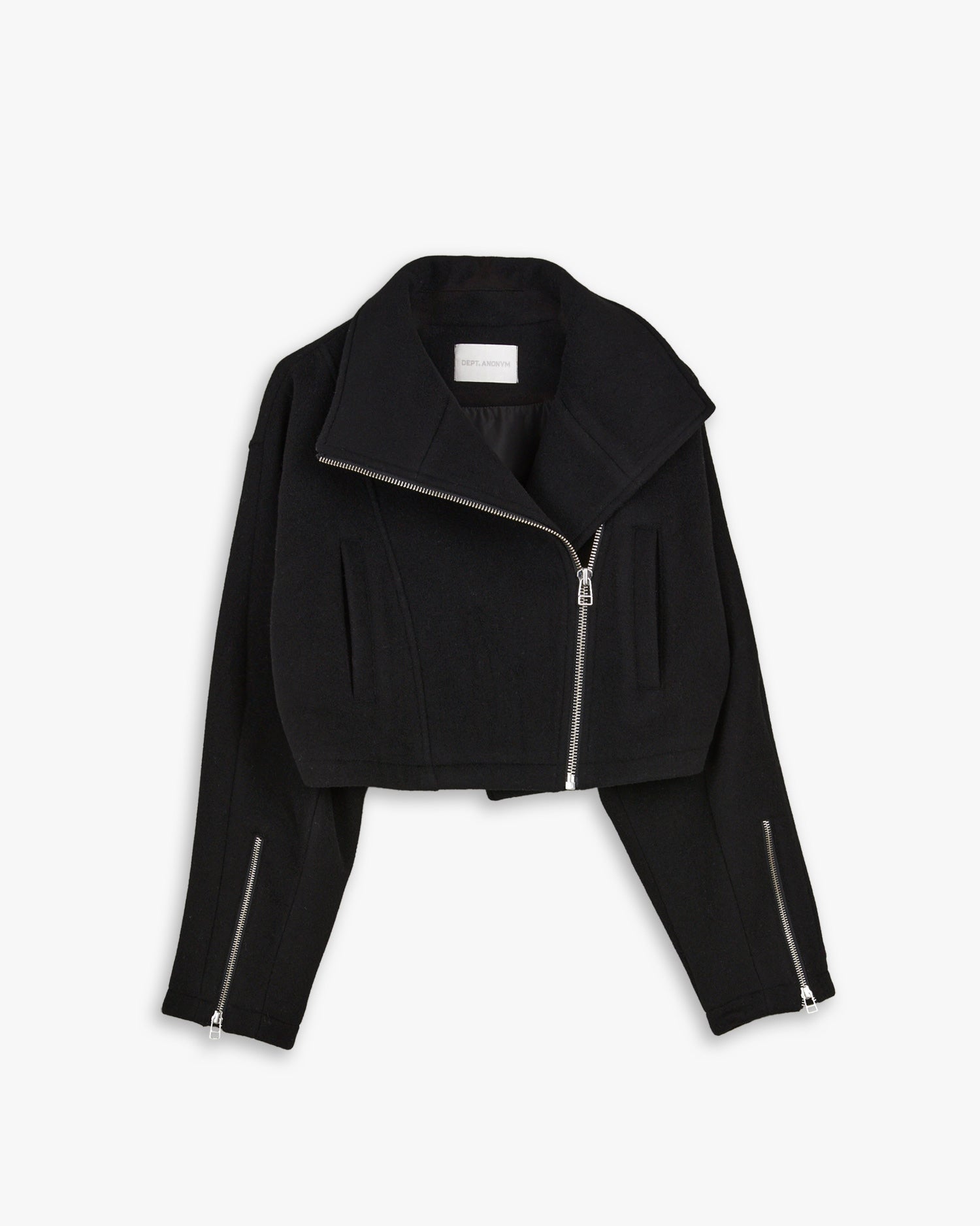 Cropped Woolen Biker Jacket image 0