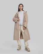 Detachable-Hood Wool Long Coat - Bone, M image