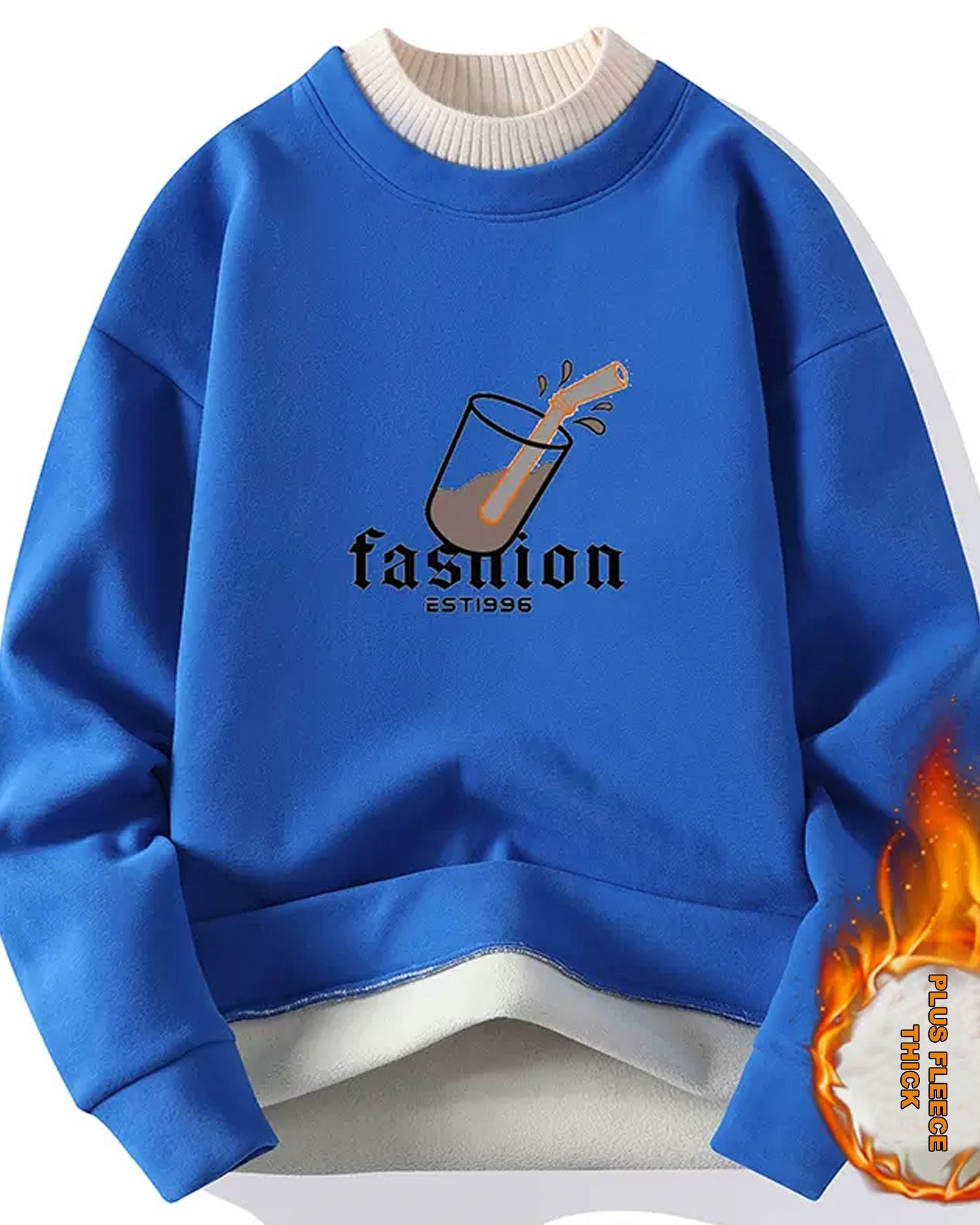 Layered Neck Cotton Pullover - sapphire, XXXL image