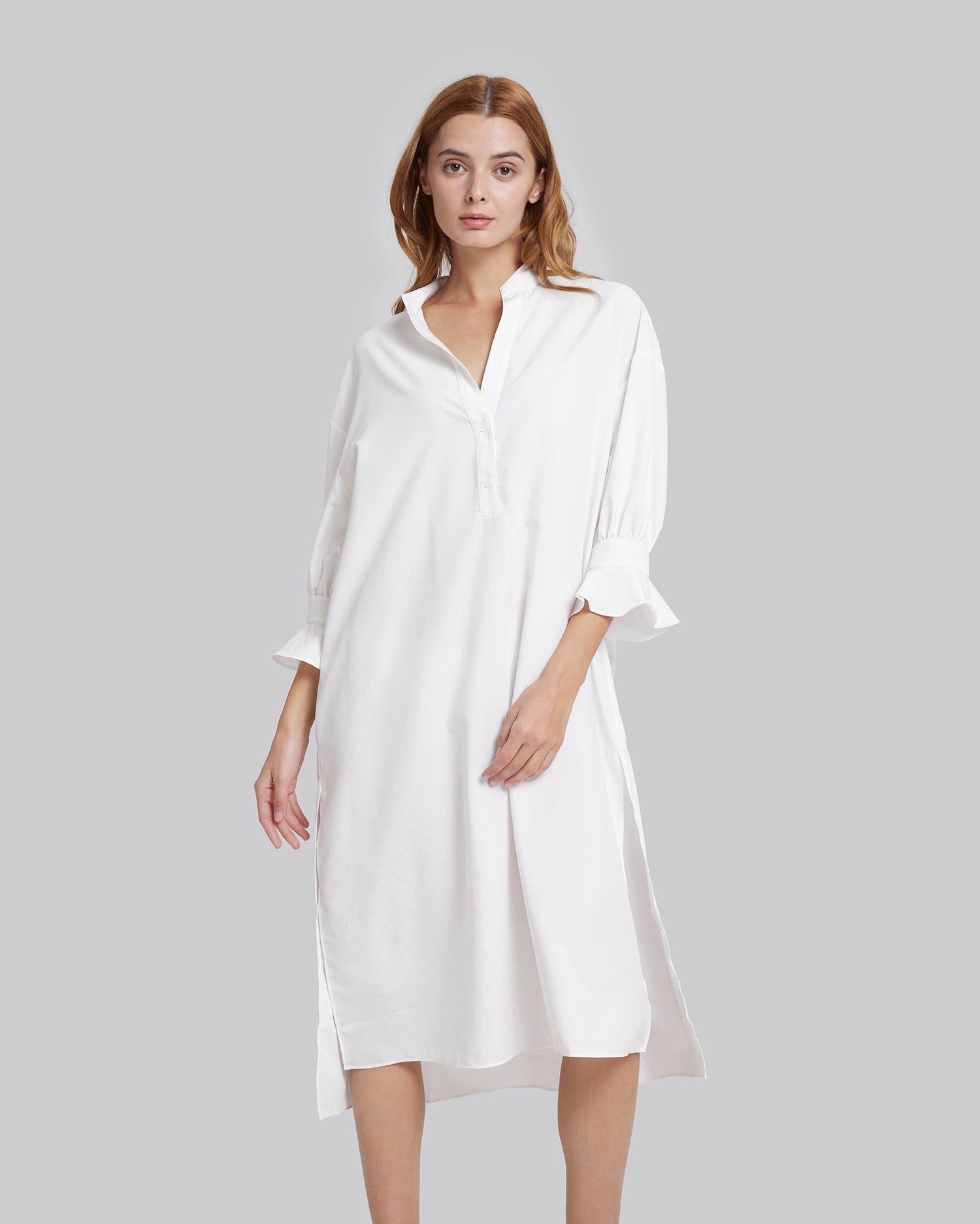 Cotton V-Neck Long Shirt image 1