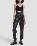 Faux Leather Front Pleat Pants image 0