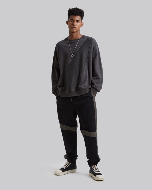 Textured &amp; Paneled Sweatshirt - Dark Grey, XL image