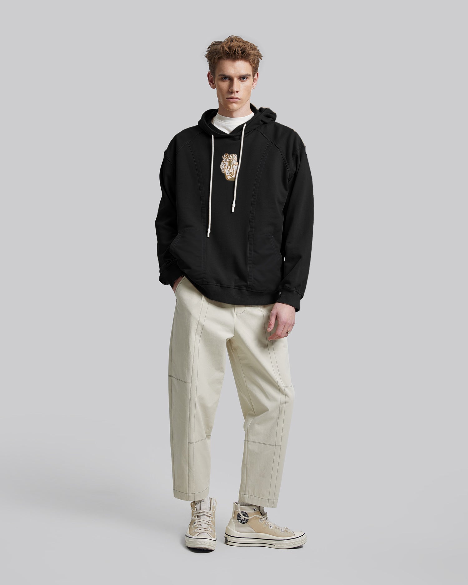 Graphic Patch Hoodie - Black &amp; Brown, M image
