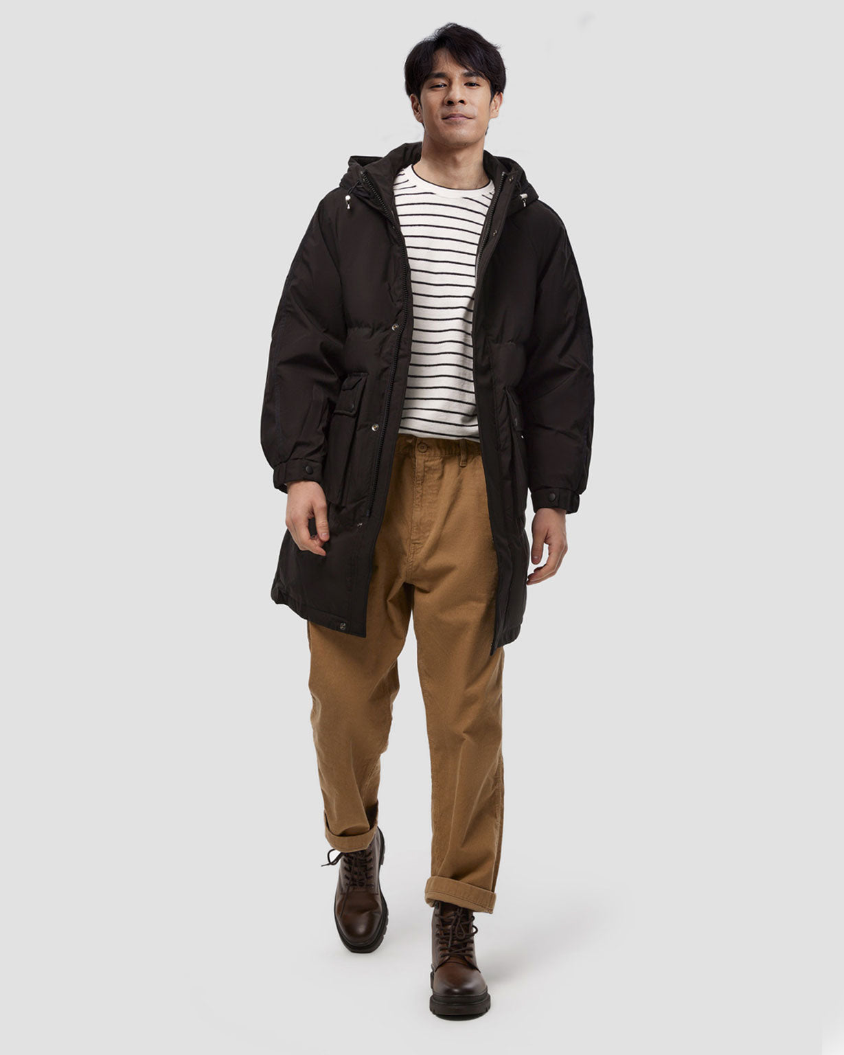 Black Long Puffer Jacket - Black, M image