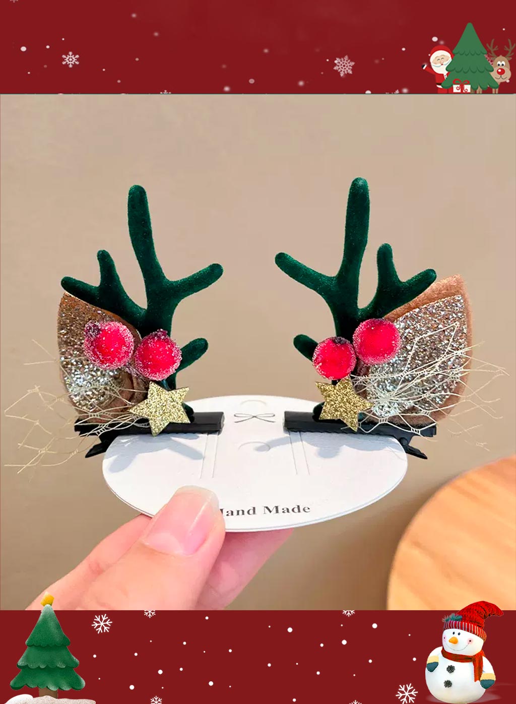 Special Christmas moose headdress - DarkGreen, OS image