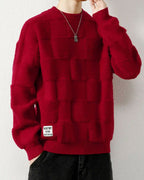 Checked Crewneck Jumper - Burgundy, XXL image