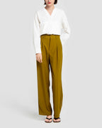 High Rise Wide Leg Pants - Dark Mustard, L image
