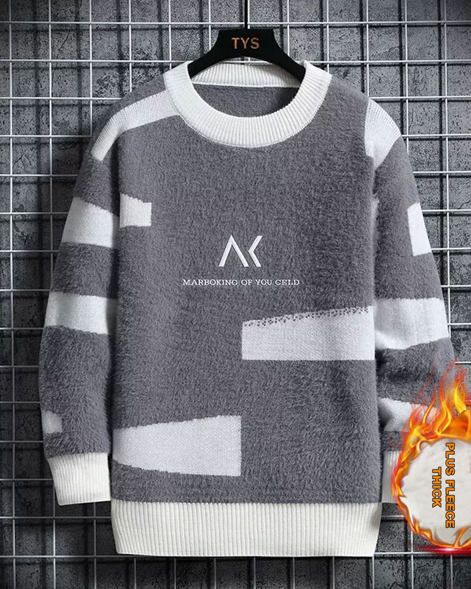 Two-Tone Crewneck Knit Jumper - Suva Grey, L image