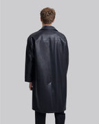 Multi-Pocket Leather-Like Long Coat image 3