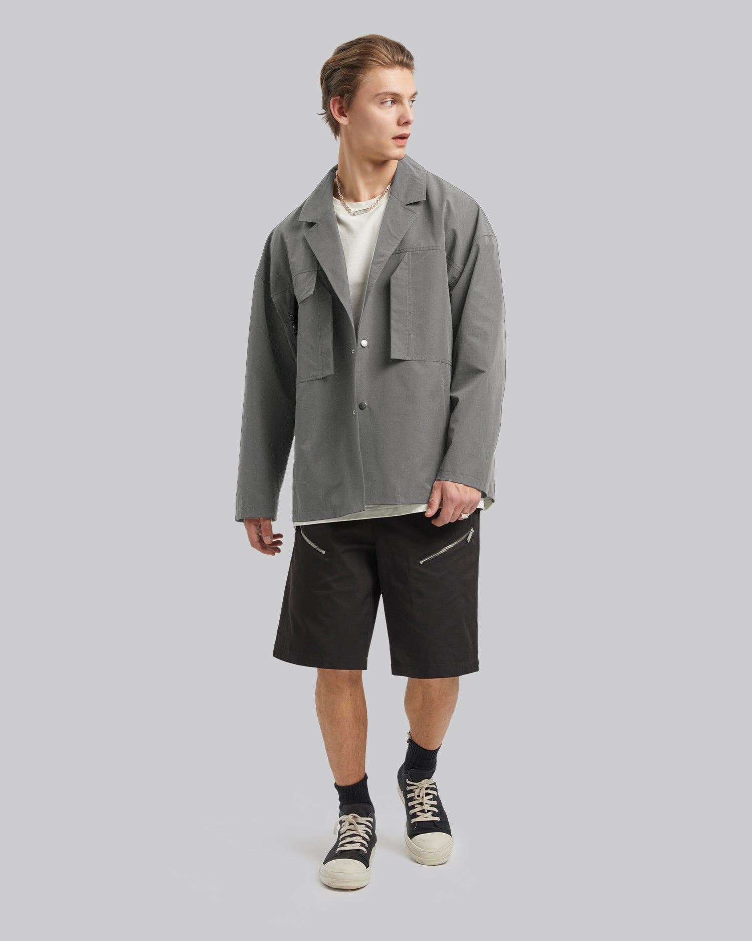 Buckle Pocket Blazer - Smoke Grey, S image