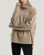 Turtleneck Wool-Yak Blend Sweater - Taupe, XXXL image