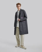 Diamond-Shape Pocket Long Coat - Grey, M image