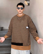 Striped Crewneck Pullover - DarkGoldenrod, 4XL image