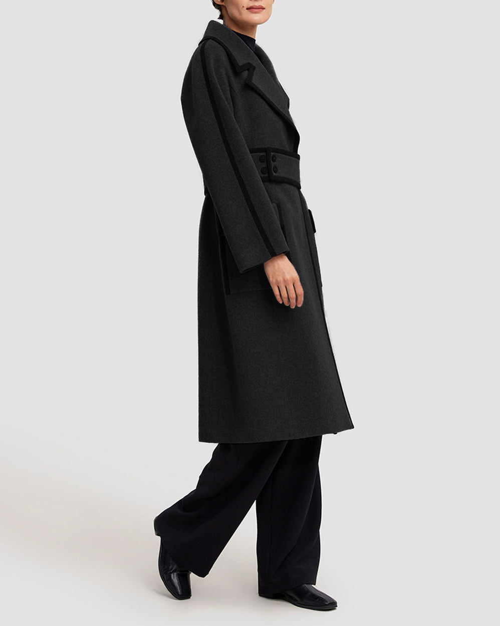Belted Trimmed Wool-Cashmere Coat image 1