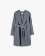 Hooded Wool Coat with Large V-Lapels image 0