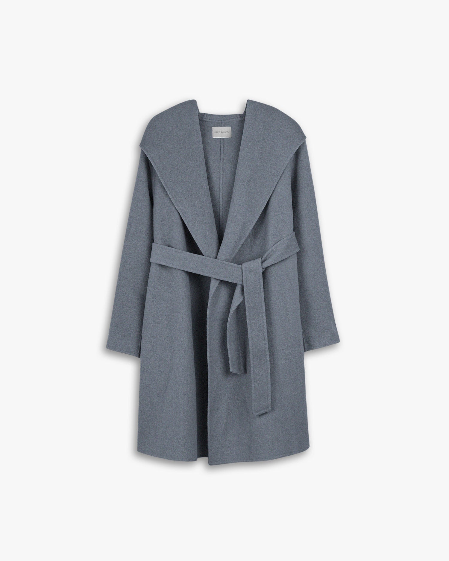Hooded Wool Coat with Large V-Lapels image 0