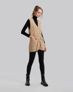 Patch Pocket Buttoned Vest - Light Camel, L image