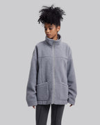 Fleece Coat in Silver image 2