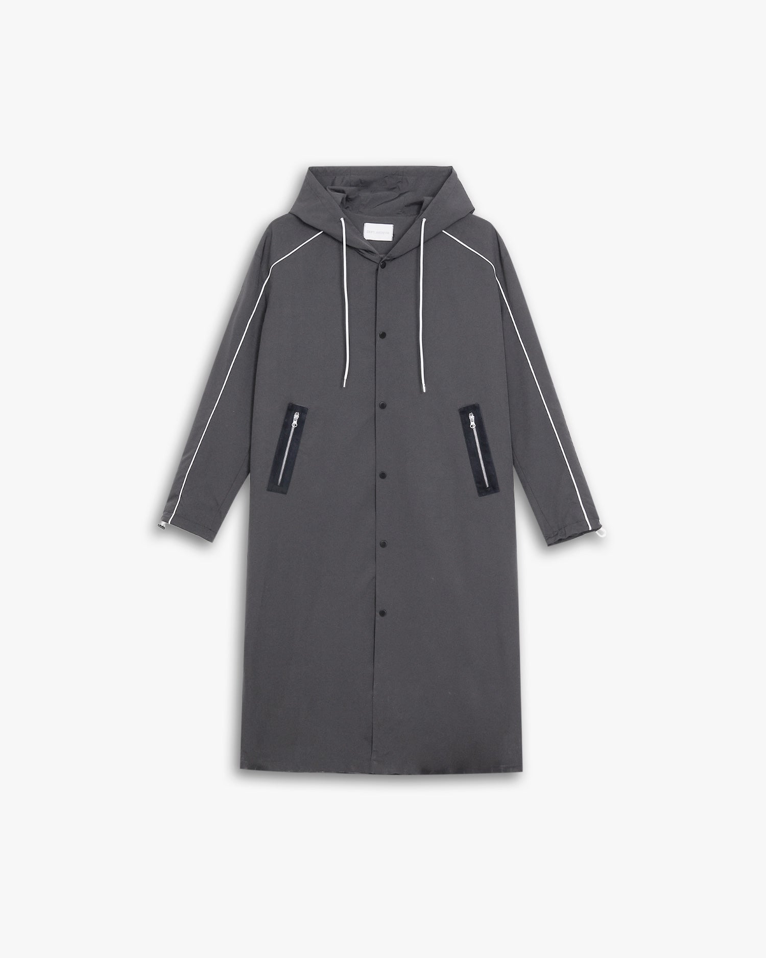 Back Graphic Hooded Long Coat - Dark Grey, S image