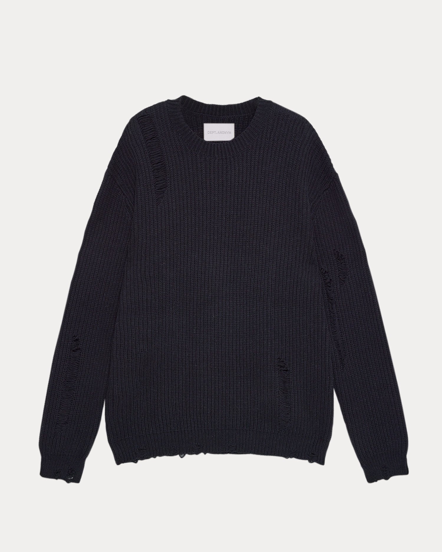 1 × Distressed Crewneck Sweater - Black, M image