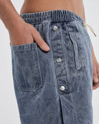 Side Buttoned Denim Shorts image 5