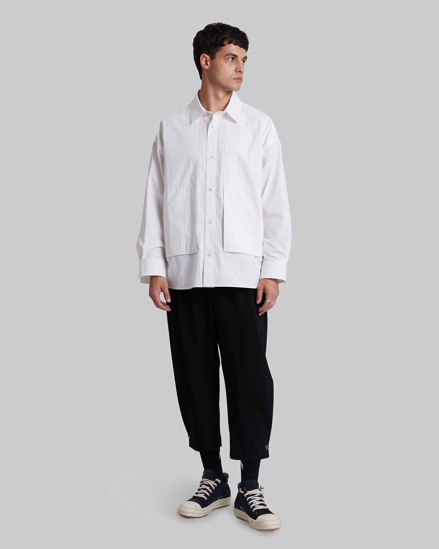 Layered Floating Pocket Shirt - White, L image