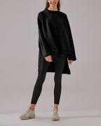 Stepped-Hem Cotton Sweatshirt - Black, L image