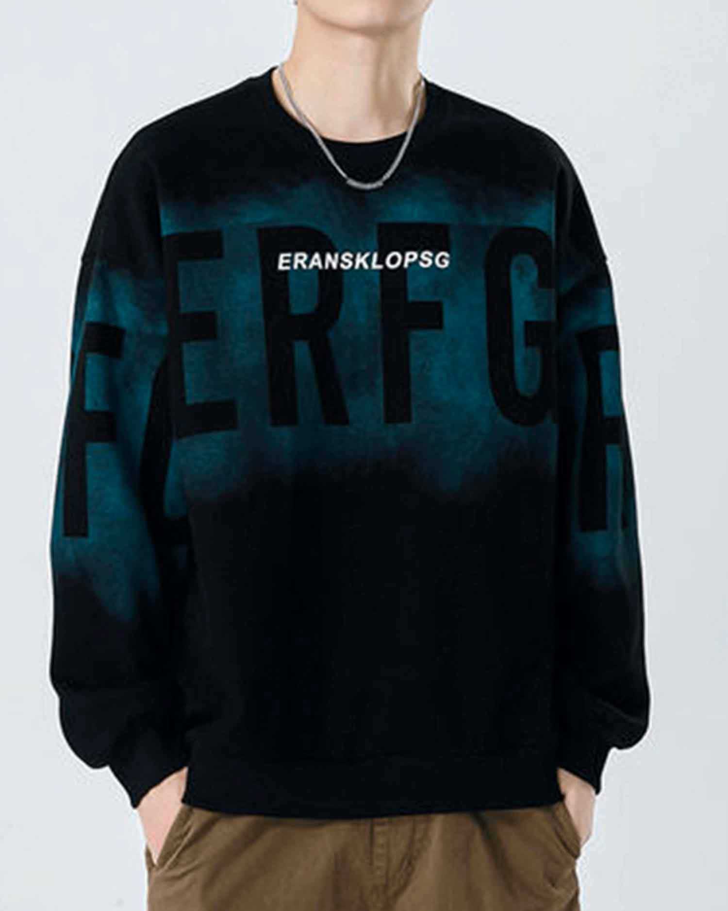 Letter Detail Cotton Sweatshirt - Black, XL image